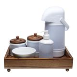 Kit Higiene Madeira Clássico Azul Quarto Bebê Infantil Menino - Potinho de mel