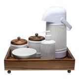 Kit Higiene Madeira Clássico Bege Quarto Bebê Infantil Menina Menino - Potinho de mel