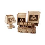 Kit Higiene Maternidade Carruagem 7 peças MDF Cru 3mm - Madeira e design