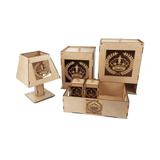Kit Higiene Maternidade Coroa Ramos 6 peças MDF Cru 3mm - Madeira e design