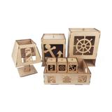 Kit Higiene Maternidade Marinheiro 7 peças MDF Cru 3mm - Madeira e design
