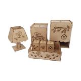 Kit Higiene Maternidade Pássaros 7 peças MDF Cru 3mm - Madeira e design