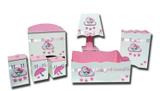 Kit Higiene para bebê em MDF Nuvem Chuva de Amor Rosa - Canaã artesanatos