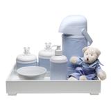 Kit Higiene Toys Claro Urso Azul Quarto Bebê Infantil Menino - Potinho de mel