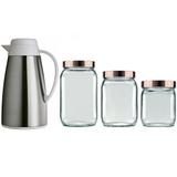 Kit Jarra Termica em INOX + Potes Rose Metalizado Invicta