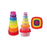 Kit jogo 7 tigelas pote de plastico com tampa para freezer e microondas compacto color - Gimp