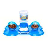Kit Jogo Americano Comedouro + Bebedouro P/ Cães Truqys Pets AZUL