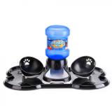 Kit Jogo Americano Osso com Bebedouro Automatico + 2 Comedouros para Pet Preto Truqys