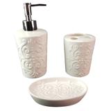 Kit Jogo Banheiro Porcelana 3 Pçs Escova Saboneteira Liquido - WINCY