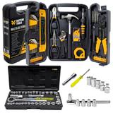 Kit Jogo De Ferramentas 129 Peças com Maleta + Jogo de 40 Peças Soquetes E Chaves - FASTERR