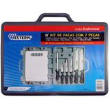 Kit Jogo Facas 7pçs com Maleta - Cozinha Churrasco Chef - Western