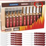 Kit Jogo Faqueiro Churrasco Tramontina Polywood Inox 12 Peças