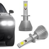 Kit Lâmpada Super LED 2D Headlight H1 6000K 12V 6400LM Efeito Xênon Carro Moto - Shocklight