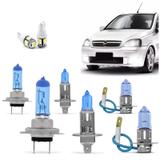 Kit Lampadas 100w Corsa Montana 2002 2003 2004 2005 2006 2007 2008 2009 2010 2011 2012 Super Brancas - Techone 12v 8500k