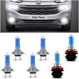 Kit Lampadas Fiat Toro 2016 2017 2018 2019 Super Brancas Farol Baixo H7 Alto H7 55w Milha H8 35w - Techone 8500k Inmetro