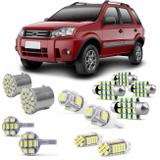 Kit Lâmpadas LED Pingo e Torpedo Ford Ecosport até 2012 Farolete Placa Teto e Ré - Kit iluminação