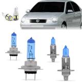 Kit Lampadas Polo 2002 2003 2004 2005 2006 Super Brancas Farol H7 H1 - Techone