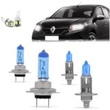Kit Lampadas Sandero 2015 2016 2017 2018 Super Brancas H7 H1 - Techone
