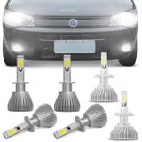 Kit Lâmpadas Super LED Headlight Palio G2 01 A 11 Farol Baixo H7 Alto H1 Milha H1 6000K Efeito Xênon - Prime