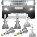 Kit Lâmpadas Super LED Headlight S10 2001 A 2011 Farol Baixo H7 Alto H1 Milha H1 6000K Efeito Xênon - Kit iluminação