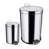 Kit Lixeira Euro Home 2 Peças Aço Inox Com Pedal 5 E 20 Litros