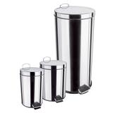 Kit Lixeira Euro Home 3 Peças Aço Inox Com Pedal 3/5/20 Litros
