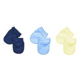 Kit Luvas Bebê 3 Peças Azul, Amarelo e Marinho Lisas - Balão kids