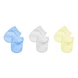 Kit Luvas Bebê 3 Peças Branco, Amarelo e Azul Lisas - Balão kids