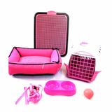 Kit Luxo Cama Transporte Sanitário Cães Médio Porte Rosa - R2s