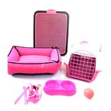 Kit Luxo Caminha Transporte Sanitário Cães Pequenos Rosa - R2s