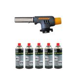 Kit Maçarico Culinario Acendimento Manual + 5 Refil de Gás - Lotus