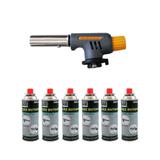 Kit Maçarico Culinario Acendimento Manual + 6 Refil de Gás - Lotus