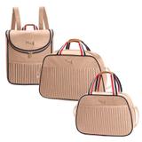 Kit Mala Bolsa e Mochila Maternidade Náutica Nude - Hug