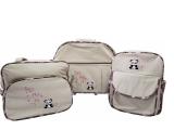 Kit mala maternidade 3 peças com mala de rodinhas mochila bege com floral panda - Adventure