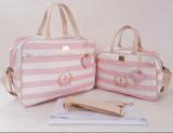 Kit Mala Maternidade + Bolsa Listrado Rosa - 03 Peças - Alinhado baby