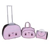 Kit mala maternidade com rodinhas coruja rosa com marrom - Adventure