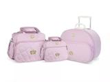 Kit Mala Maternidade Cores Griff 3 Pç Mala Com Rodinhas Atacado Revenda Rosa - Griff baby