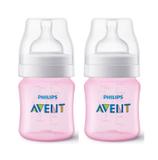 Kit Mamadeira Avent Classica 2 Pçs 125ml Rosa 0m+ - Philips avent