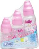 KIT Mamadeira LOLLY TIP 240ml + 150ml + 80ml Na Cor ROSA - Lolly (lolni)