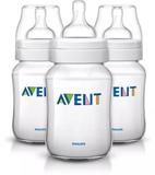 Kit Mamadeiras Avent Anti-Cólica 3 unidades 260ml Clássica Transparente - Philips avent