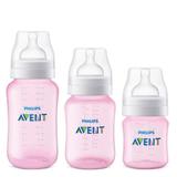 Kit Mamadeiras Avent Anti-Cólica 3 unidades Clássic+ Rosa - Philips avent