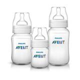 Kit Mamadeiras Avent Clássica Anti-Cólica Transparentes 125ml, 260ml e 330ml - Philips Avent - Philips-avent