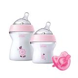 Kit Mamadeiras Chicco 150ml e 250ml e Chupeta Soft Rosa