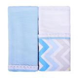 Kit manta cueiro chevron azul - Incomfral