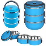 Kit marmita fitness dupla de inox marmiteira termica hermetica com 3 compartimentos potes emborracha - Gimp