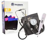 Kit medico para Academia - Termômetro, Estetoscópio e Esfigmomanômetro Aneróide - Incoterm