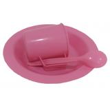 Kit Merenda Escolar Prato Colher Caneca plástica Rosa - 12 pçs - Mmta