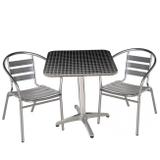 Kit Mesa Aluminio Quadrada 60cm + 2 Cadeiras em Aluminio Mor