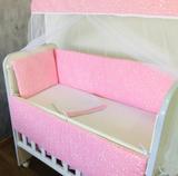 Kit Mini Berço Joy Rosa Estrela 07 Peças - Bebê enxovais