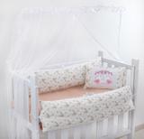 Kit Mini Berço Passaros Encanto Rose 7 Peças - Brubrelel